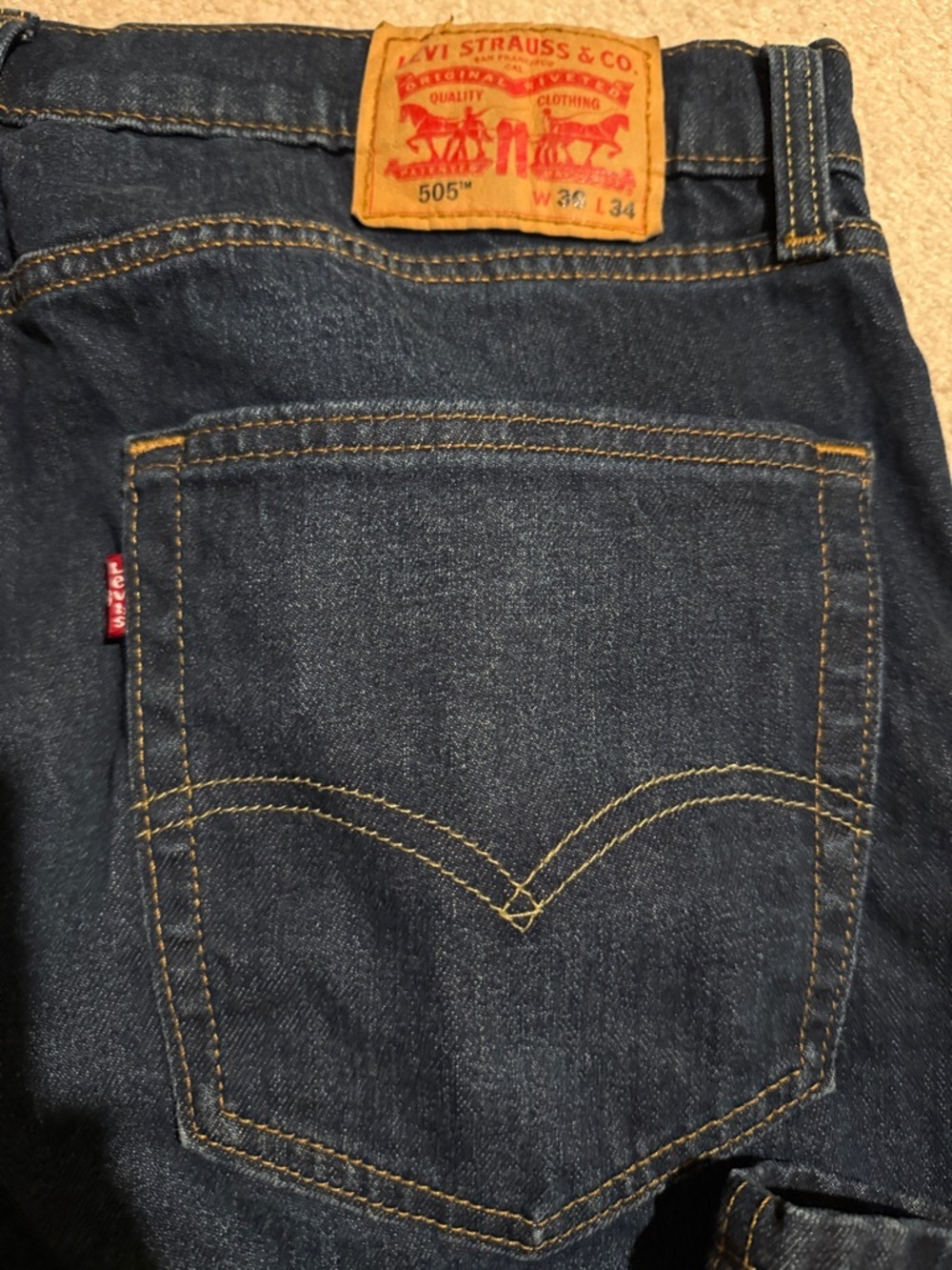 Levi's 505 Dark Blue Straight-Leg Men’s Jeans - Picture 5 of 7